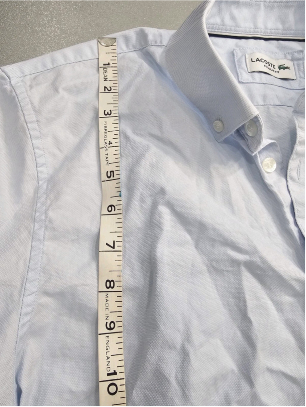 Lacoste Shirt Mens Collar Size 16 Blue, M-L Button Down Long Sleve Oxford Pocket - Picture 8 of 16